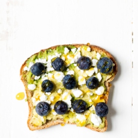 Avocado toast with blueberries