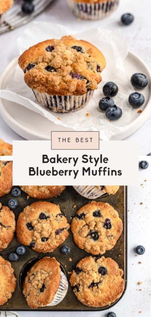 collage of the best blueberry muffin recipe