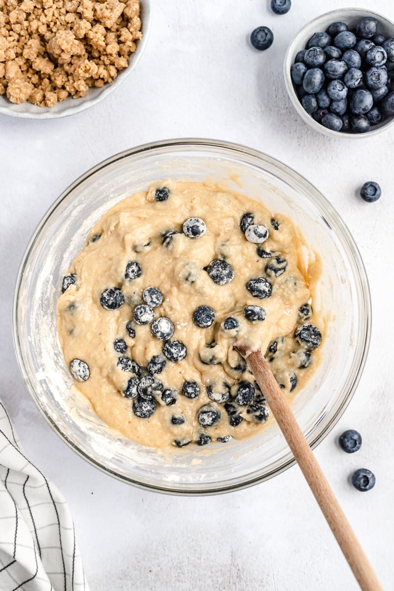 blueberry muffin batter in a bowl