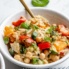 grilled vegetable orzo in a bowl