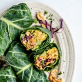curry chickpea salad wraps on a plate