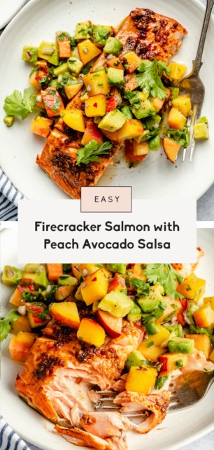 collage of a firecracker salmon recipe