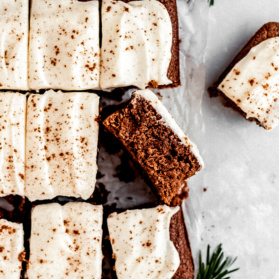 easy gingerbread cake cut into slices