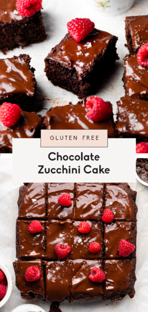 collage of healthy chocolate zucchini cake