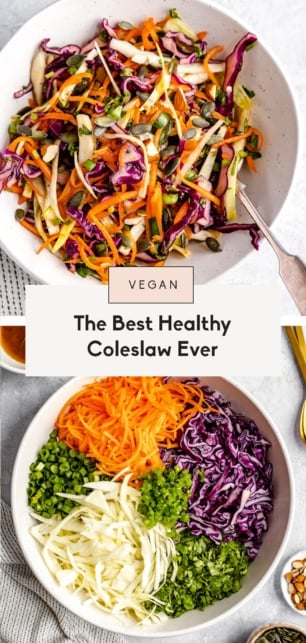 collage of healthy coleslaw
