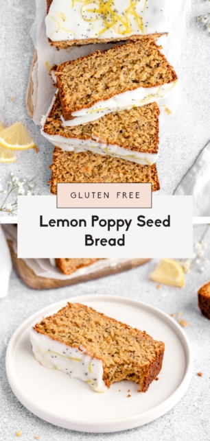 collage of healthy lemon poppy seed bread