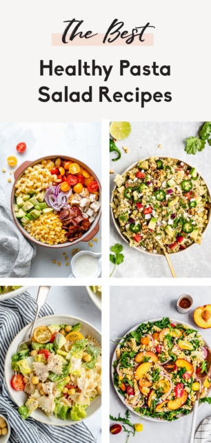 collage of healthy pasta salad recipes