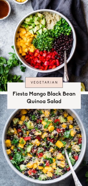 collage of a mango quinoa salad