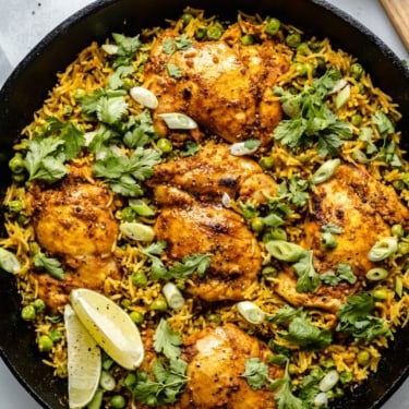 one pan tandoori chicken in a skillet