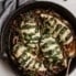 low carb spinach stuffed chicken in a skillet