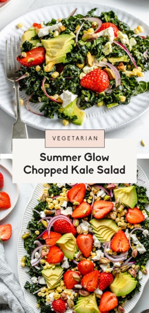 collage of a summer kale salad