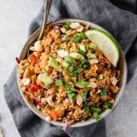 thai quinoa salad in a bowl