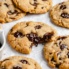 vegan chocolate chip cookies on parchment paper