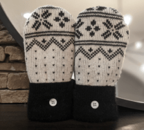 black and white mittens