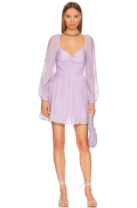 woman in a lavender dress