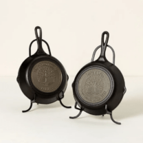 two cast iron pans